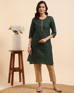 printed straight kurta set