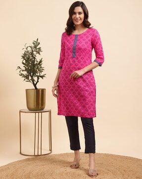 printed straight kurta set