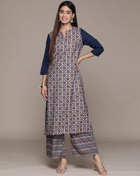 printed straight kurta set