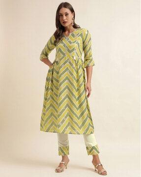 printed straight kurta set