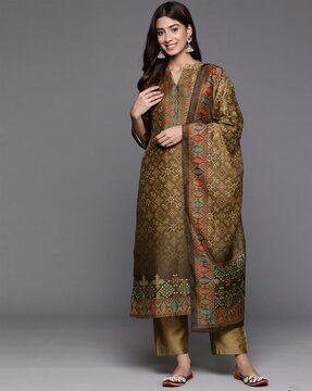 printed straight kurta set