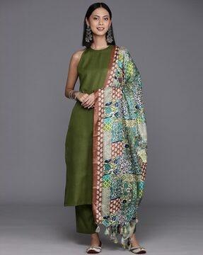 printed straight kurta set