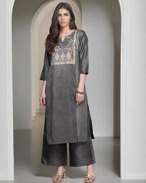 printed straight kurta set