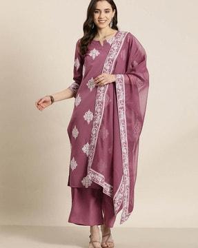 printed straight kurta set