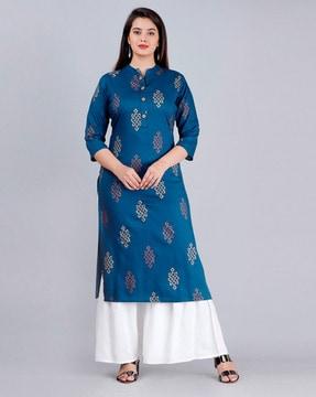 printed straight kurta set