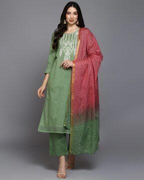 printed straight kurta set