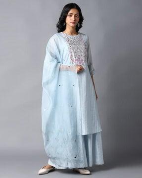 printed straight kurta suit set