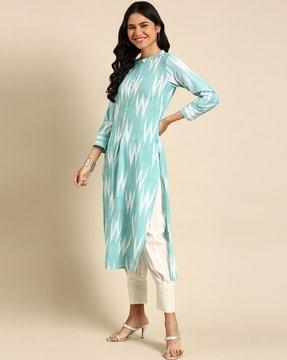 printed straight kurta suit set