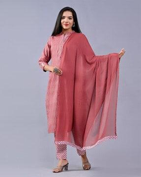 printed straight kurta suit set