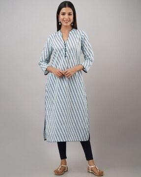 printed straight kurta with 3/4th sleeves