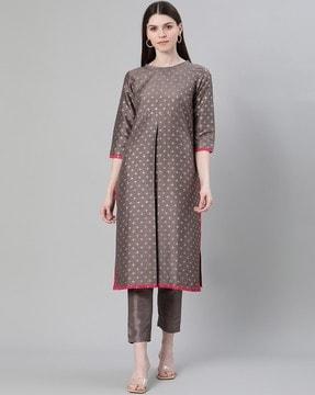 printed straight kurta with bottomwear set