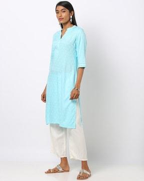 printed straight kurta with insert pocket