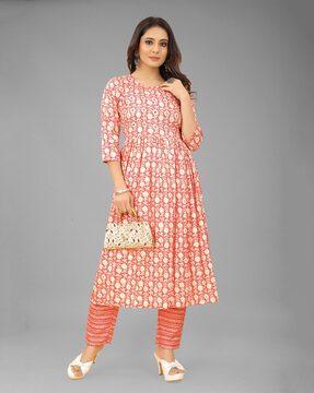 printed straight kurta with palazzo set