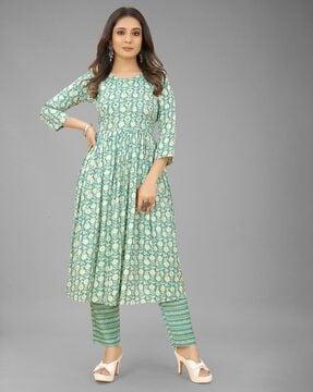 printed straight kurta with palazzo set