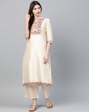 printed straight kurta with palazzo