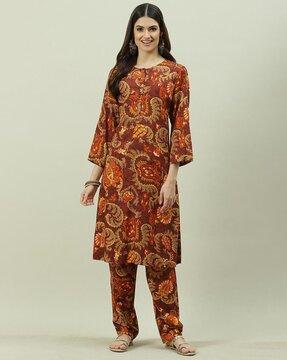 printed straight kurta with pants