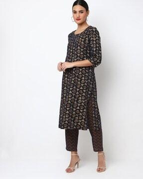 printed straight kurta with pants