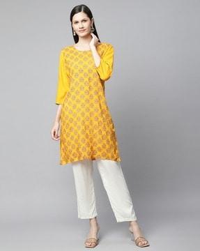 printed straight kurta with pants