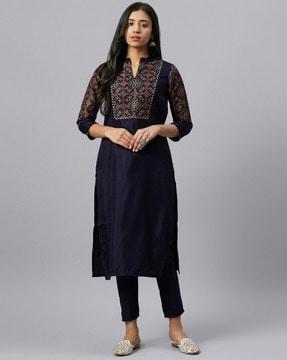 printed straight kurta with pants