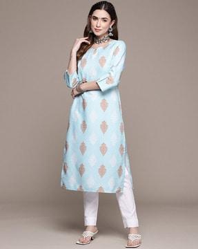 printed straight kurta with pants