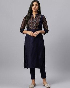 printed straight kurta with pants