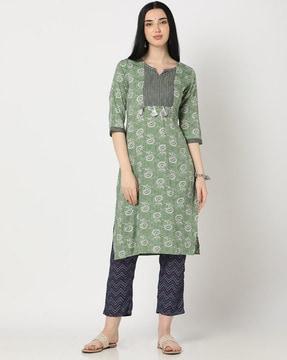 printed straight kurta with pants