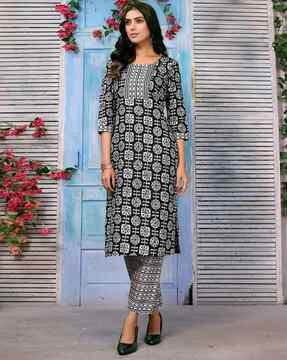 printed straight kurta with pants