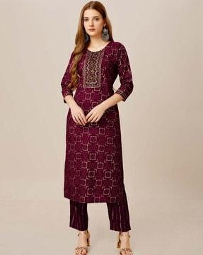 printed straight kurta with pants