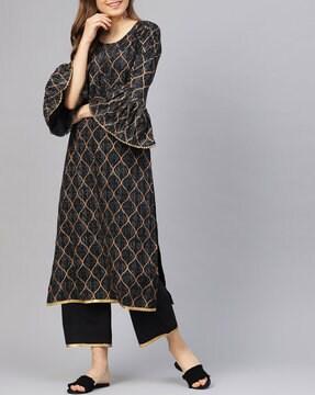 printed straight kurta with pants