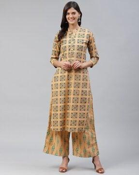 printed straight kurta with plazzos