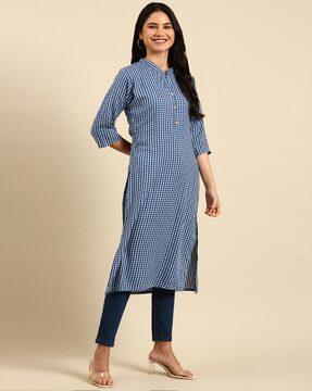 printed straight kurta with side slits