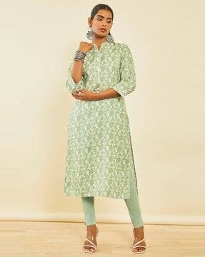 printed straight kurta with tassels