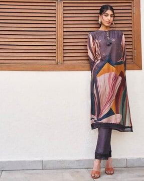 printed straight kurta with trousers