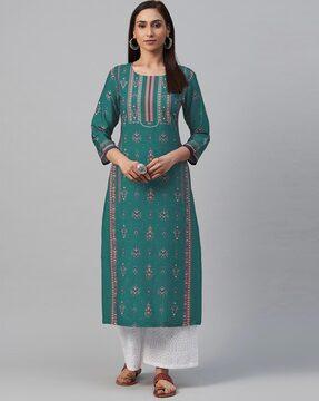 printed straight kurta