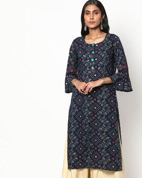 printed straight kurta