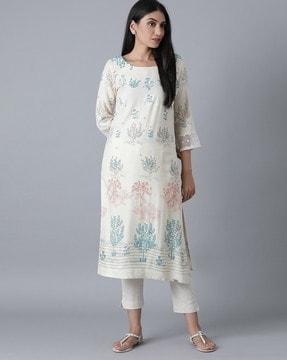 printed straight kurta