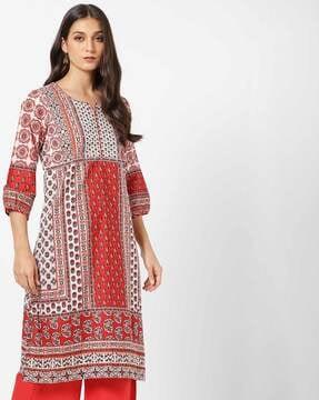 printed straight kurta