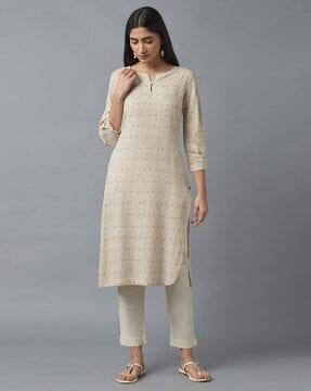 printed straight kurta