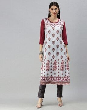 printed straight kurta