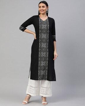 printed straight kurta