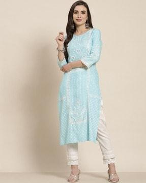 printed straight kurta