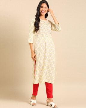 printed straight kurta