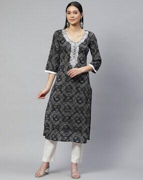 printed straight kurta