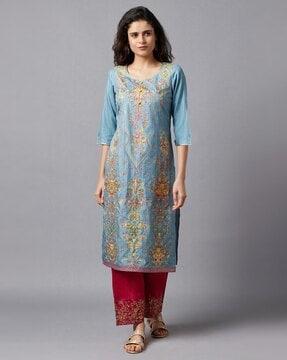 printed straight kurta