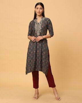 printed straight kurta