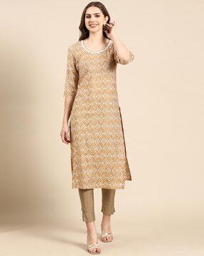 printed straight kurta