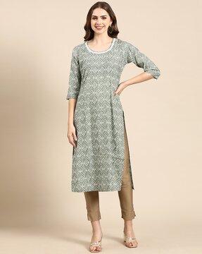 printed straight kurta