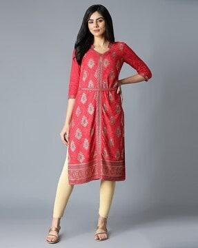 printed straight kurta