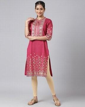 printed straight kurta