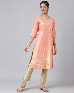 printed straight kurta